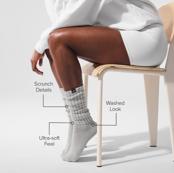 ALO Yoga Gray Dress Socks Ribbed Comfort - Picture 2 of 2